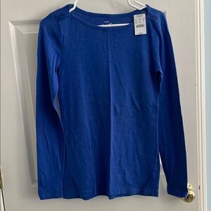 J. Crew Factory Blue Long Sleeve Tee Classic Boat Neck